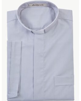 LIGHT GREY CLERGY SHIRT – POLY COTTON – SHORT SLEEVES