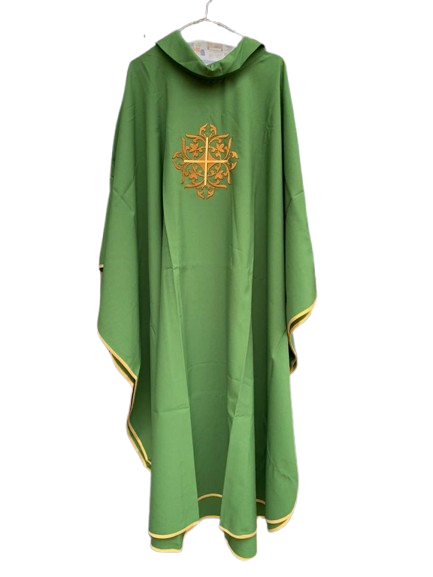 green nylon chasuble