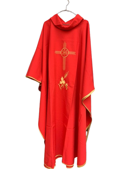 red nylon chasuble